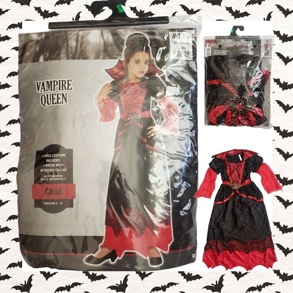 Costumes USA Vampire Queen Costume SZ Medium 8-10 Red Black - Picture 1 of 8